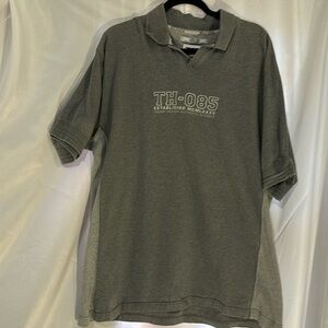 2/$30 Tommy Hilfiger Gray Split V-neck Collar Short Sleeve Shirt Size XXL